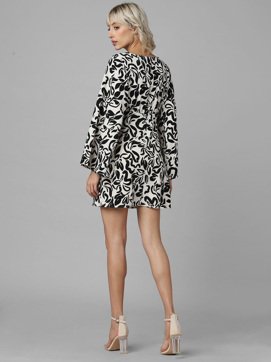 Black & White Printed Mini Dress