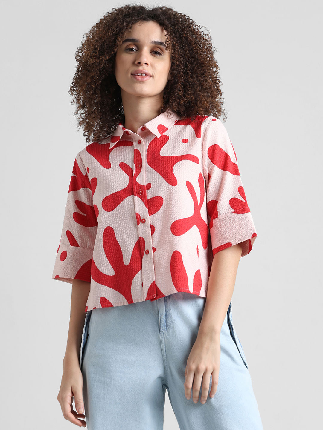 Pink Printed Seersucker Shirt