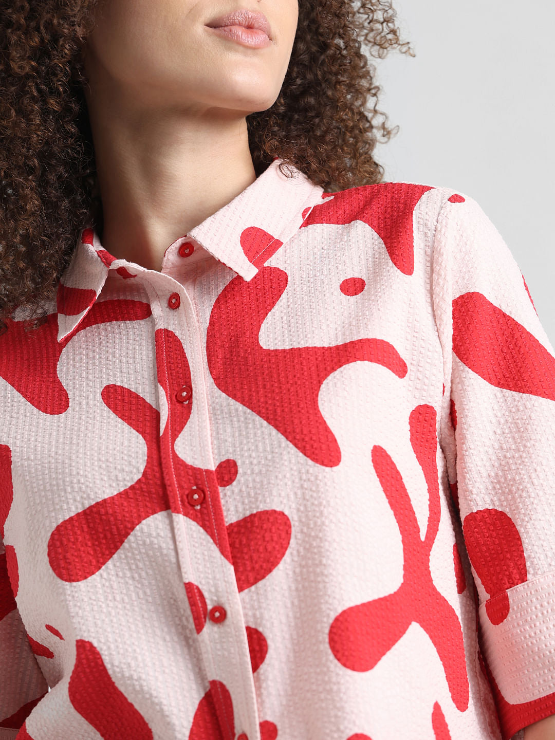 Pink Printed Seersucker Shirt