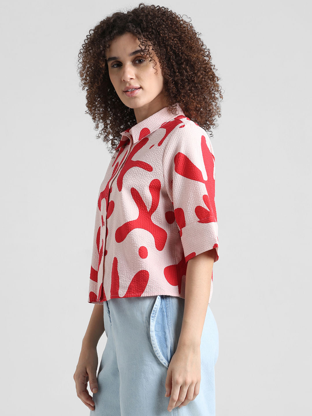 Pink Printed Seersucker Shirt