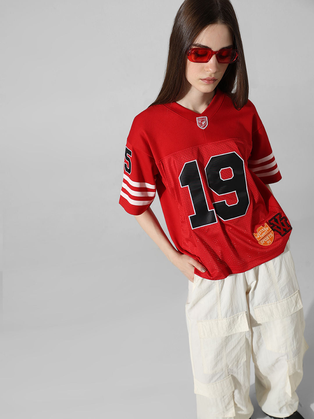 Red Oversized Varsity T-Shirt