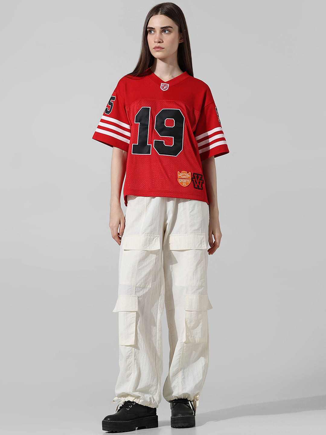 Red Oversized Varsity T-Shirt