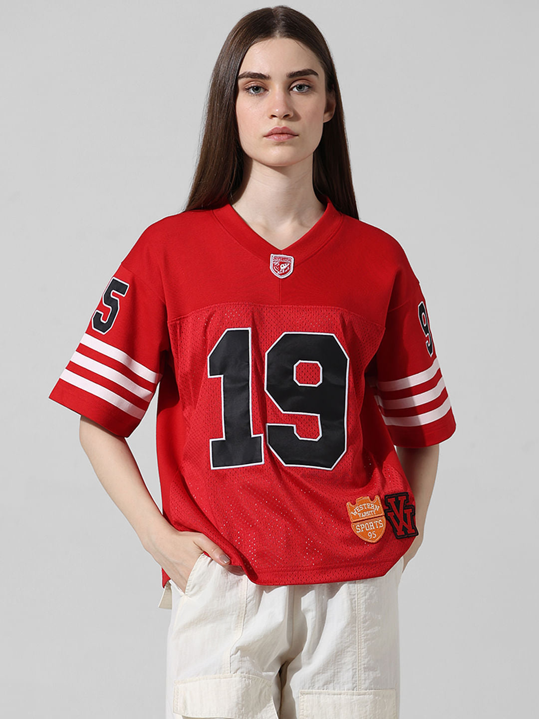 Red Oversized Varsity T-Shirt