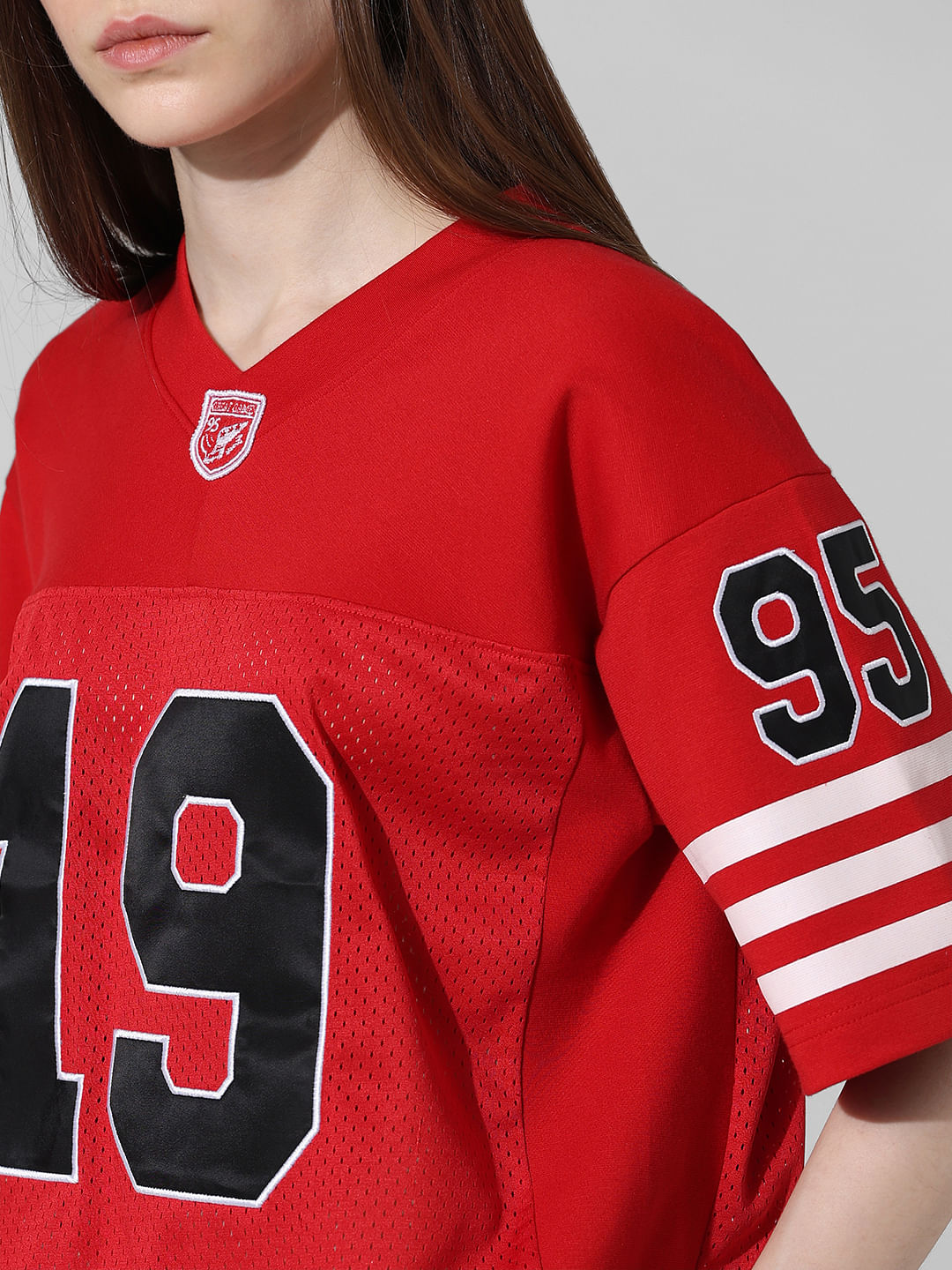 Red Oversized Varsity T-Shirt