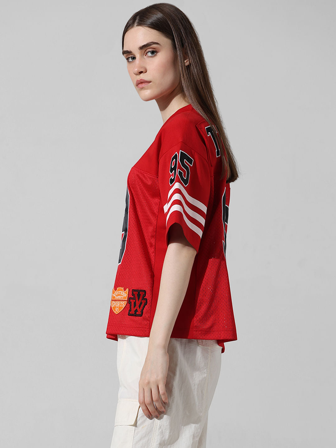 Red Oversized Varsity T-Shirt