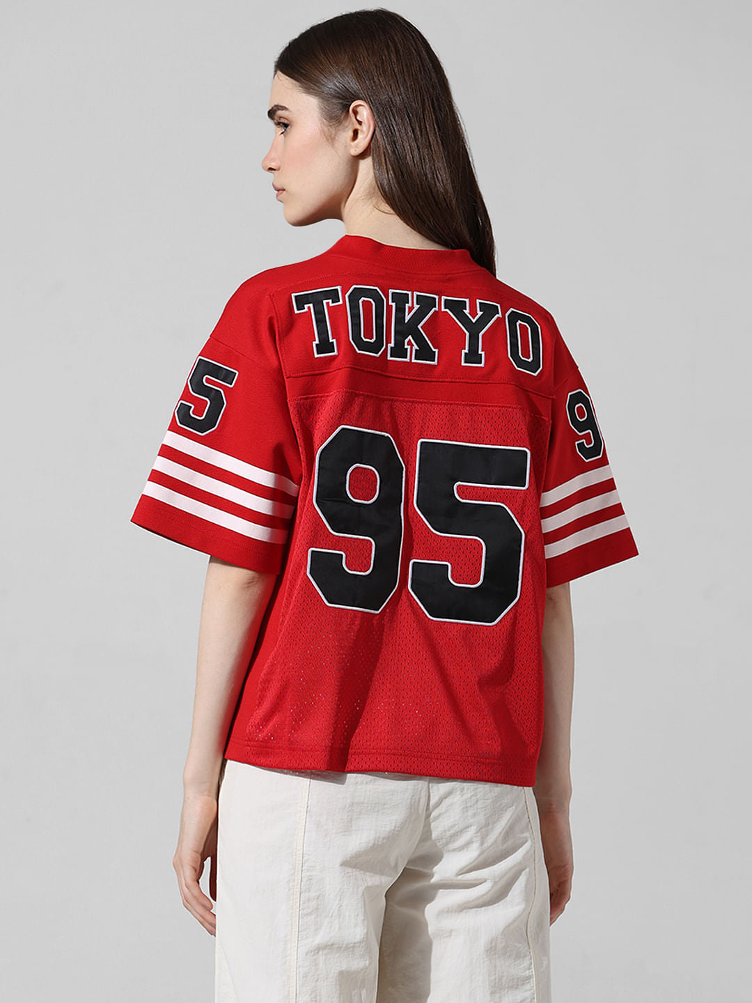 Red Oversized Varsity T-Shirt