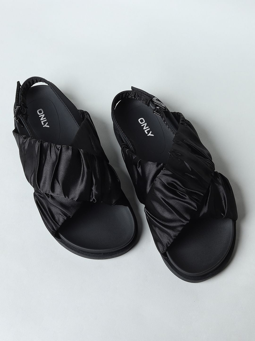 Black Satin Sandals
