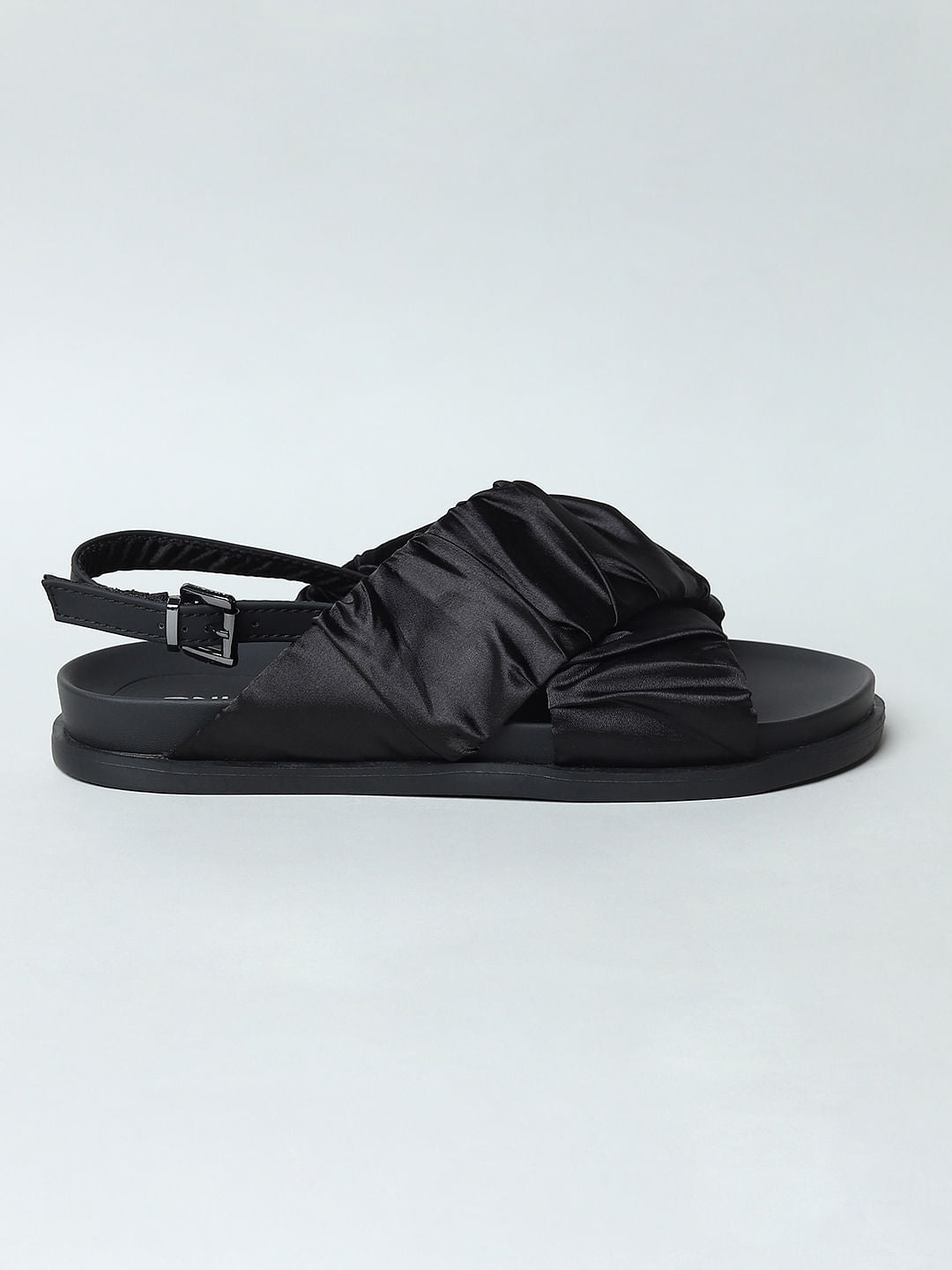 Black Satin Sandals