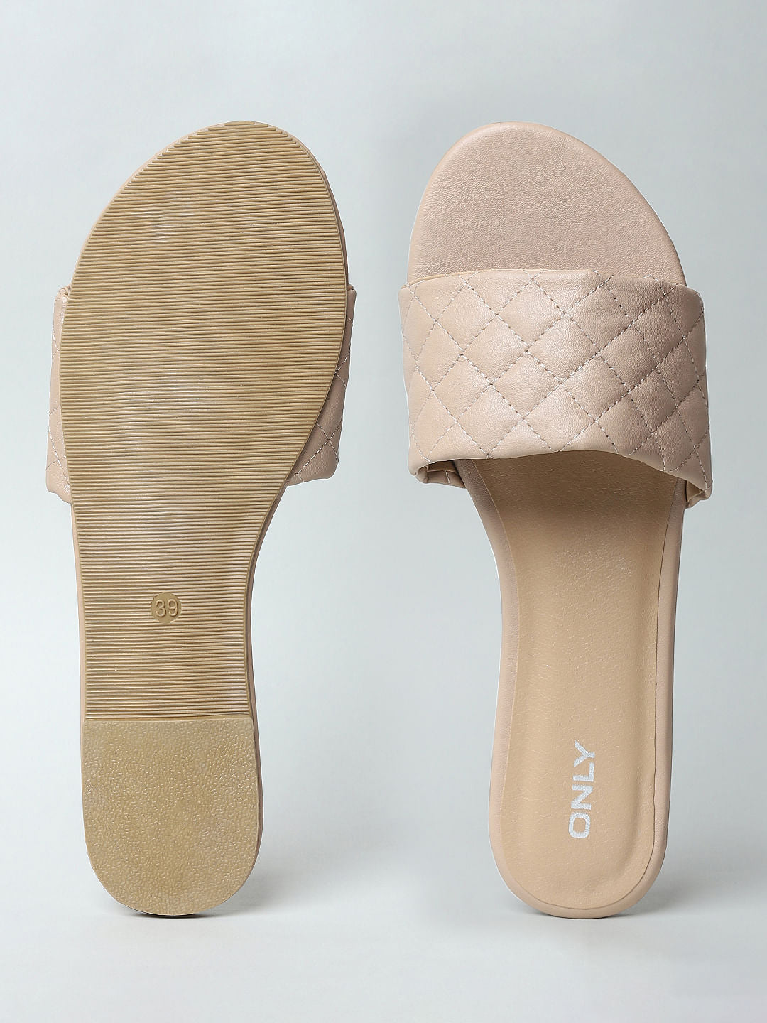 Beige Quilted Sandals