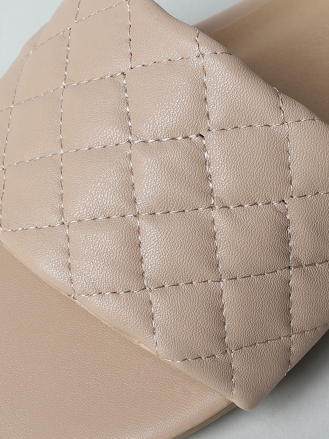 Beige Quilted Sandals
