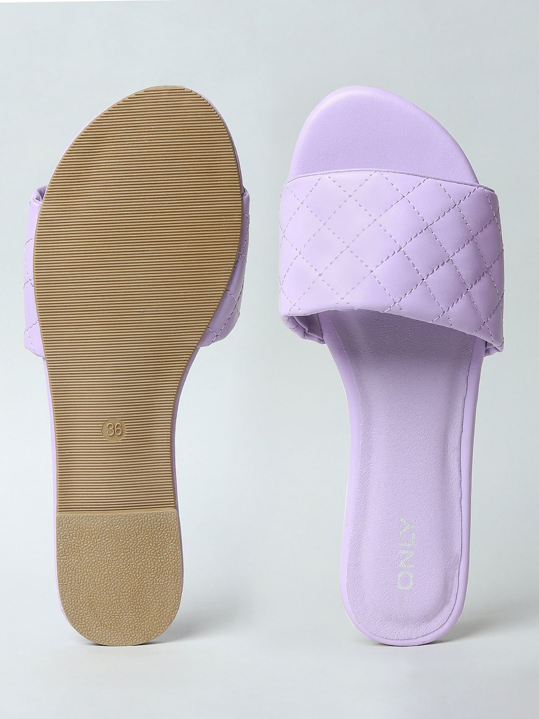 Purple Quilted Sandals