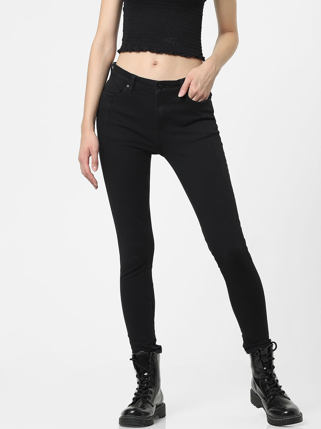 Black Mid Rise Skinny Jeans