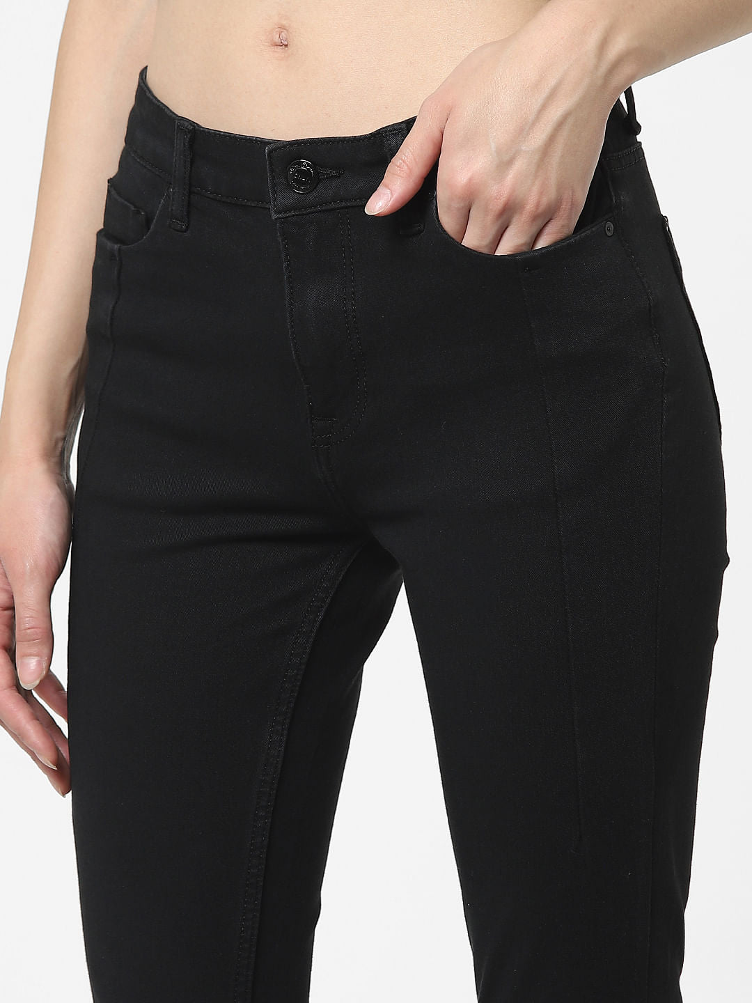 Black Mid Rise Skinny Jeans