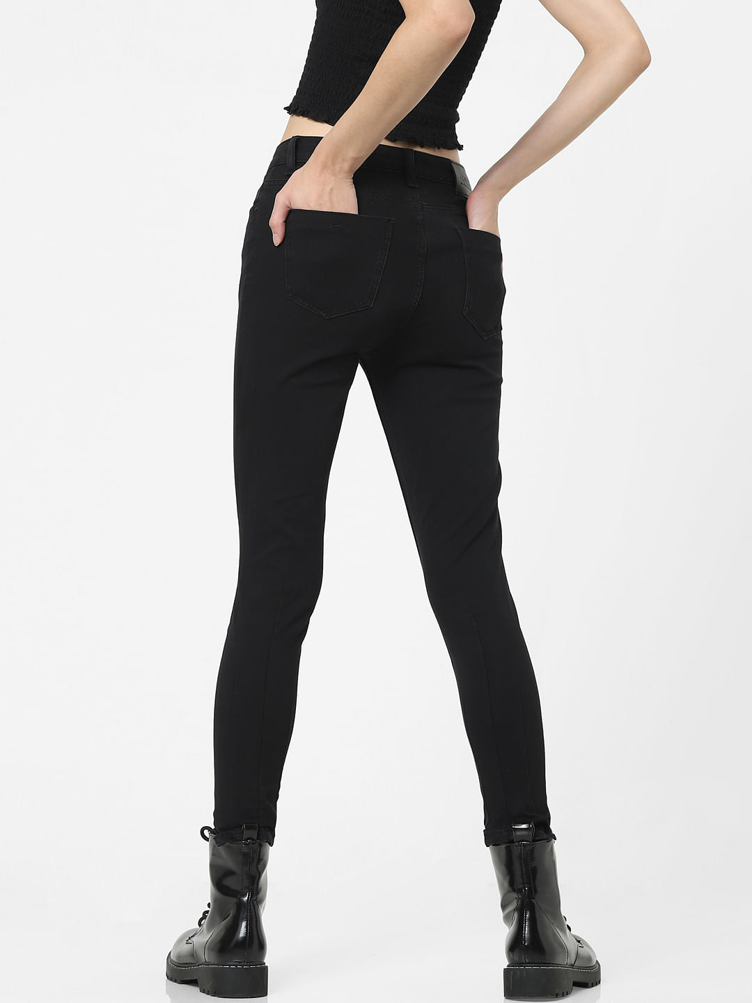 Black Mid Rise Skinny Jeans