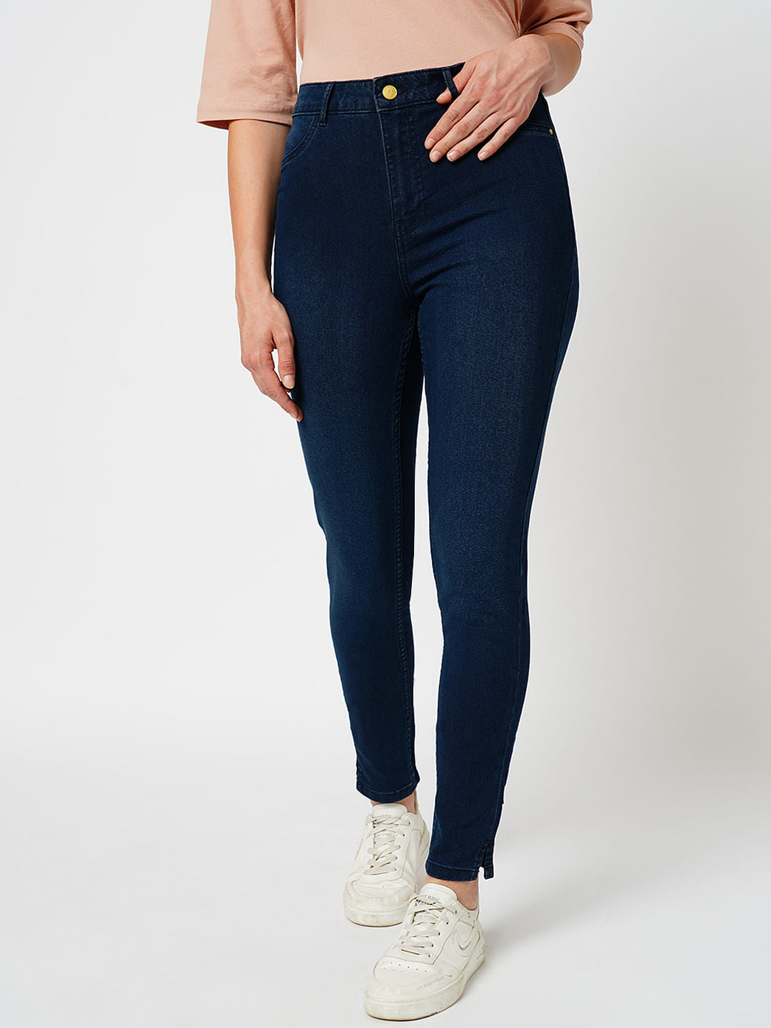 Jdy By Only Dark Blue High Rise Skinny Fit Jeggings