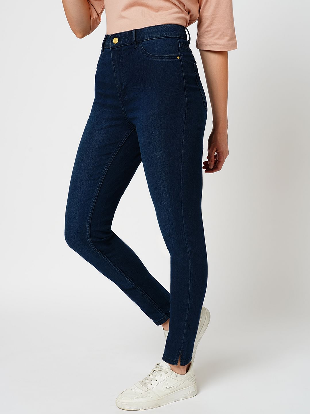 Jdy By Only Dark Blue High Rise Skinny Fit Jeggings