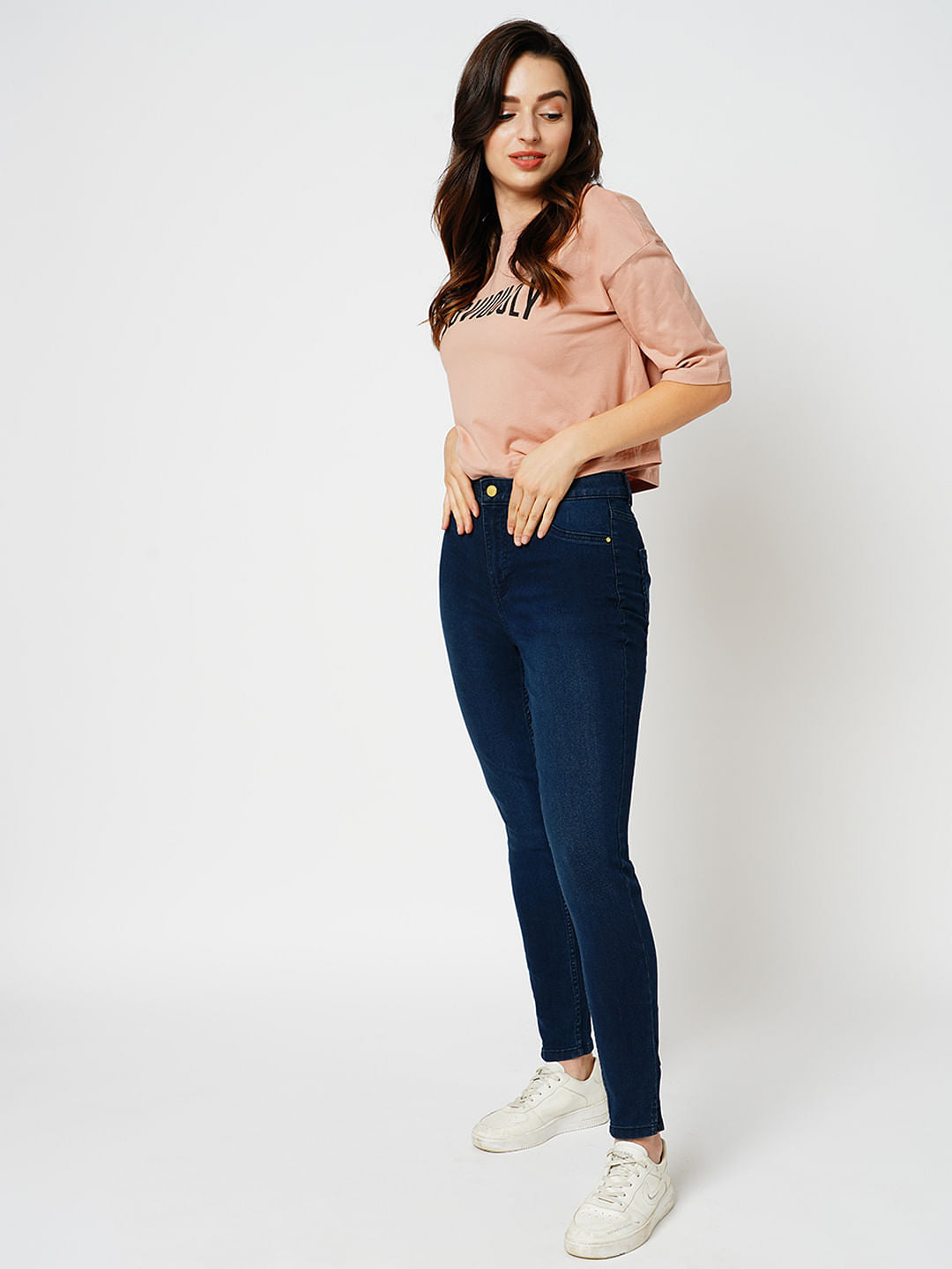 Jdy By Only Dark Blue High Rise Skinny Fit Jeggings