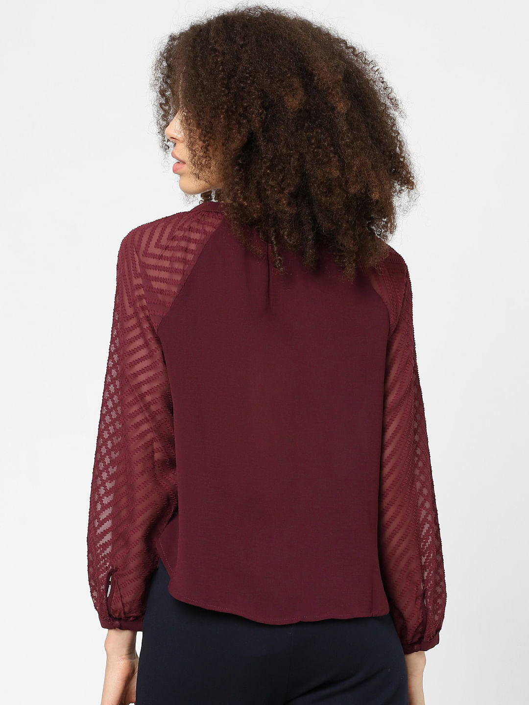Red Textured Sleeves Shirt