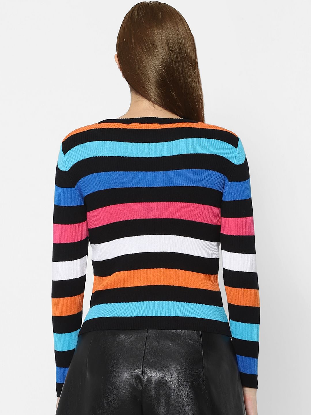 Blue Striped Knit Top