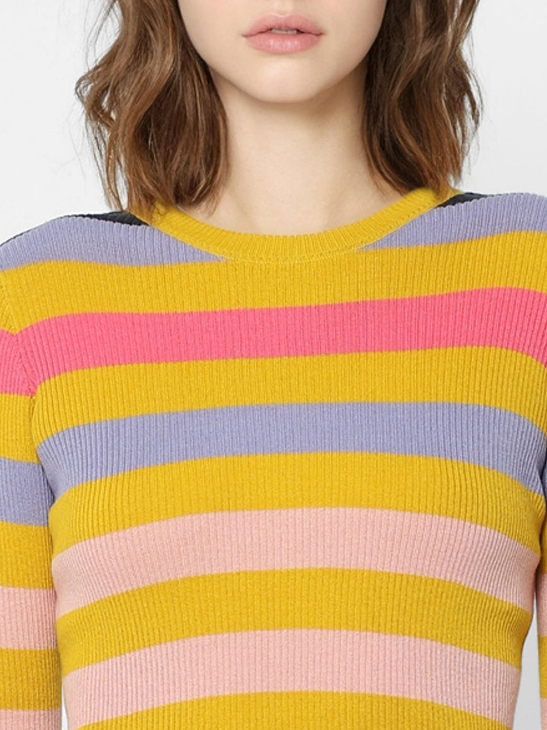 Yellow Striped Knit Top