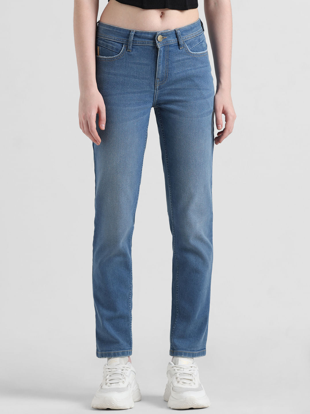 Blue Mid Rise Washed Skinny Fit Jeans