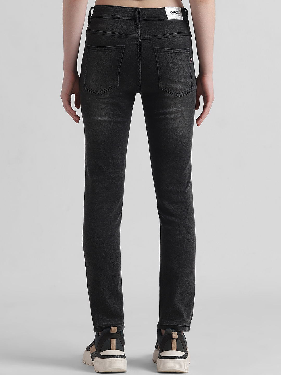 Grey High Rise Cloud Washed Slim Jeans