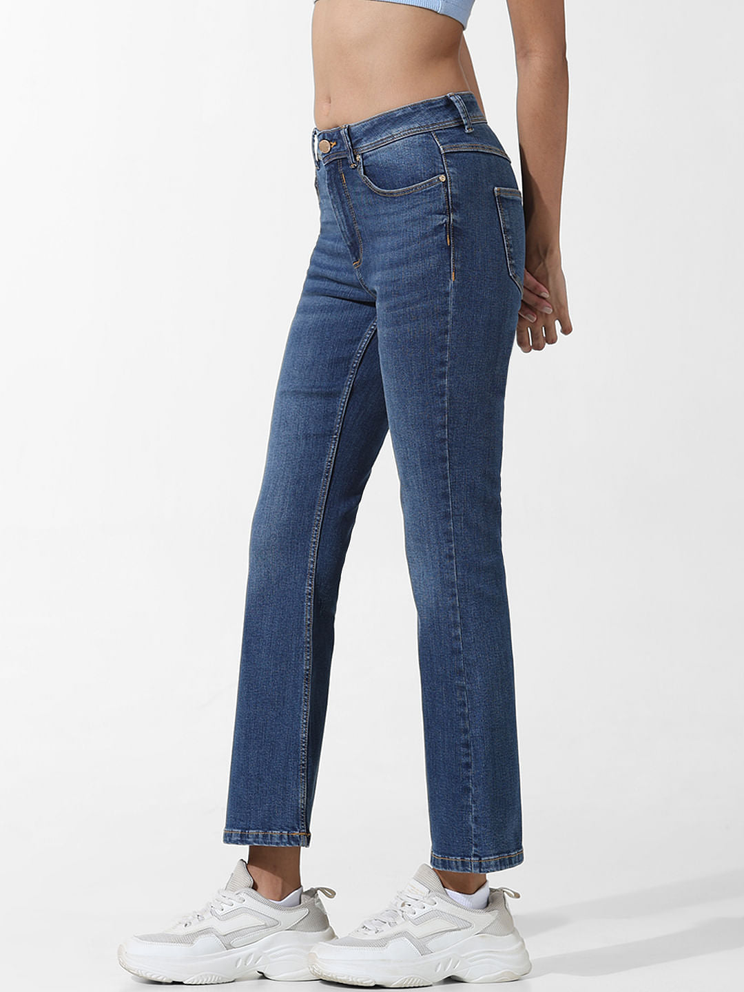 Dark Blue High Rise Flared Jeans