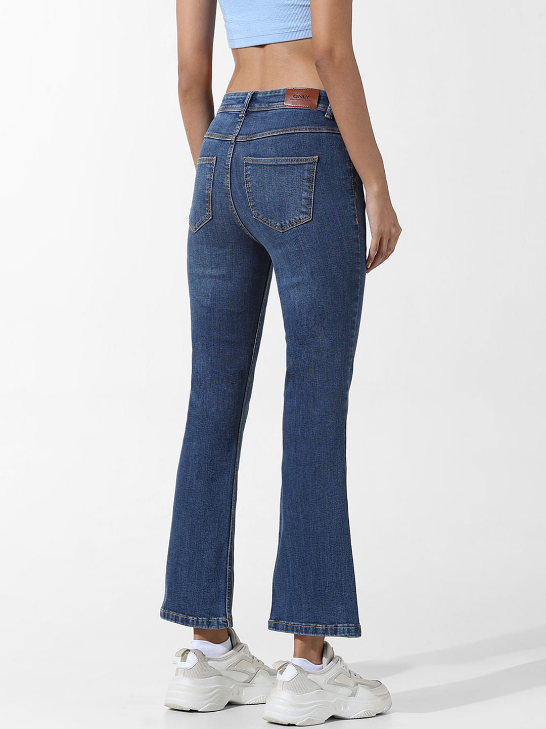 Dark Blue High Rise Flared Jeans