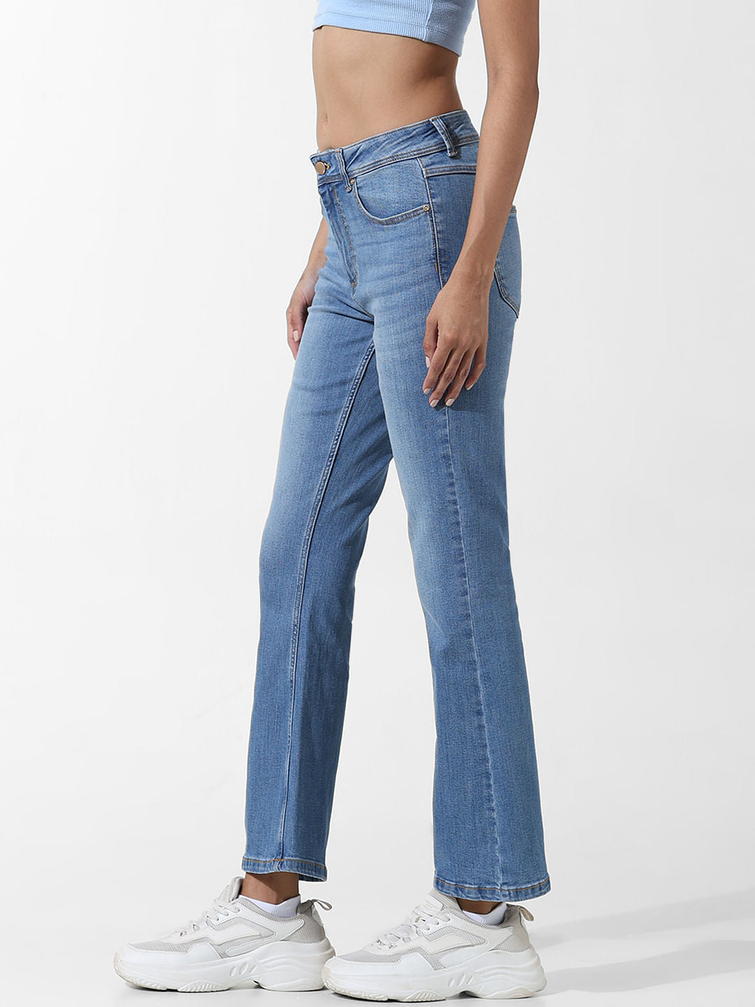 Blue High Rise Flared Jeans