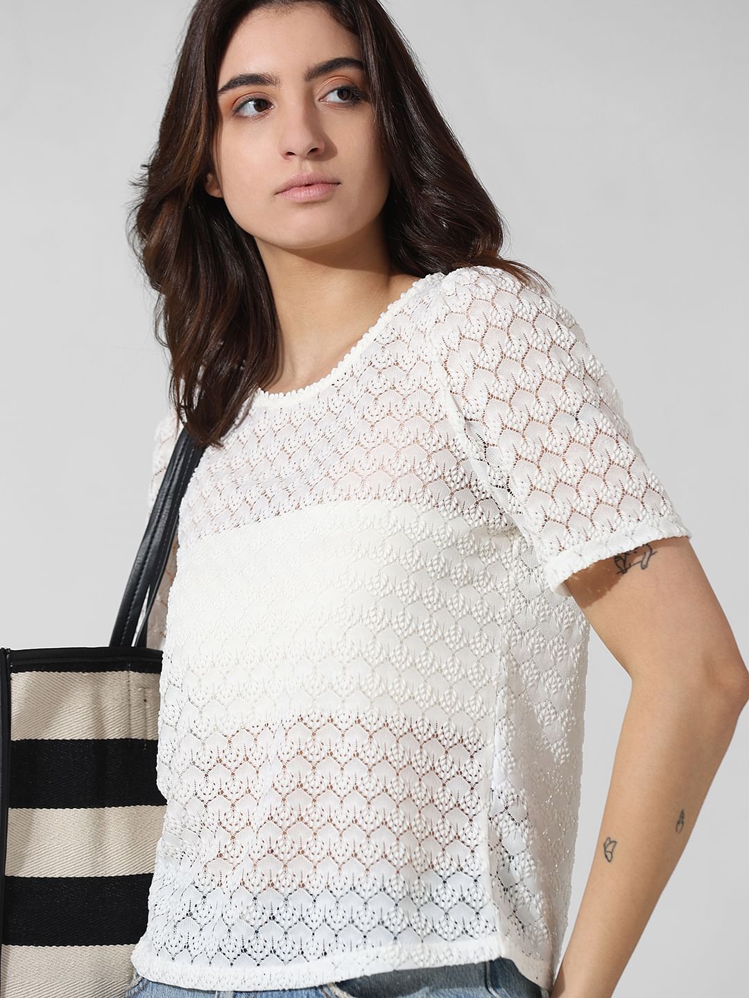 White Sheer Lace Top