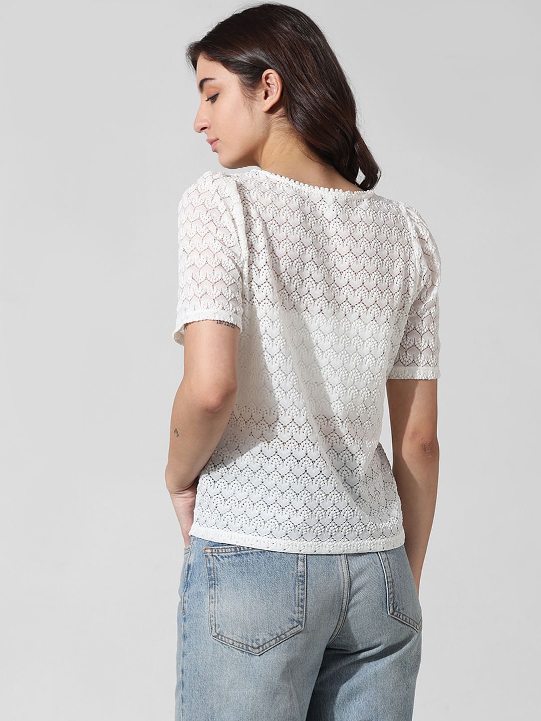 White Sheer Lace Top