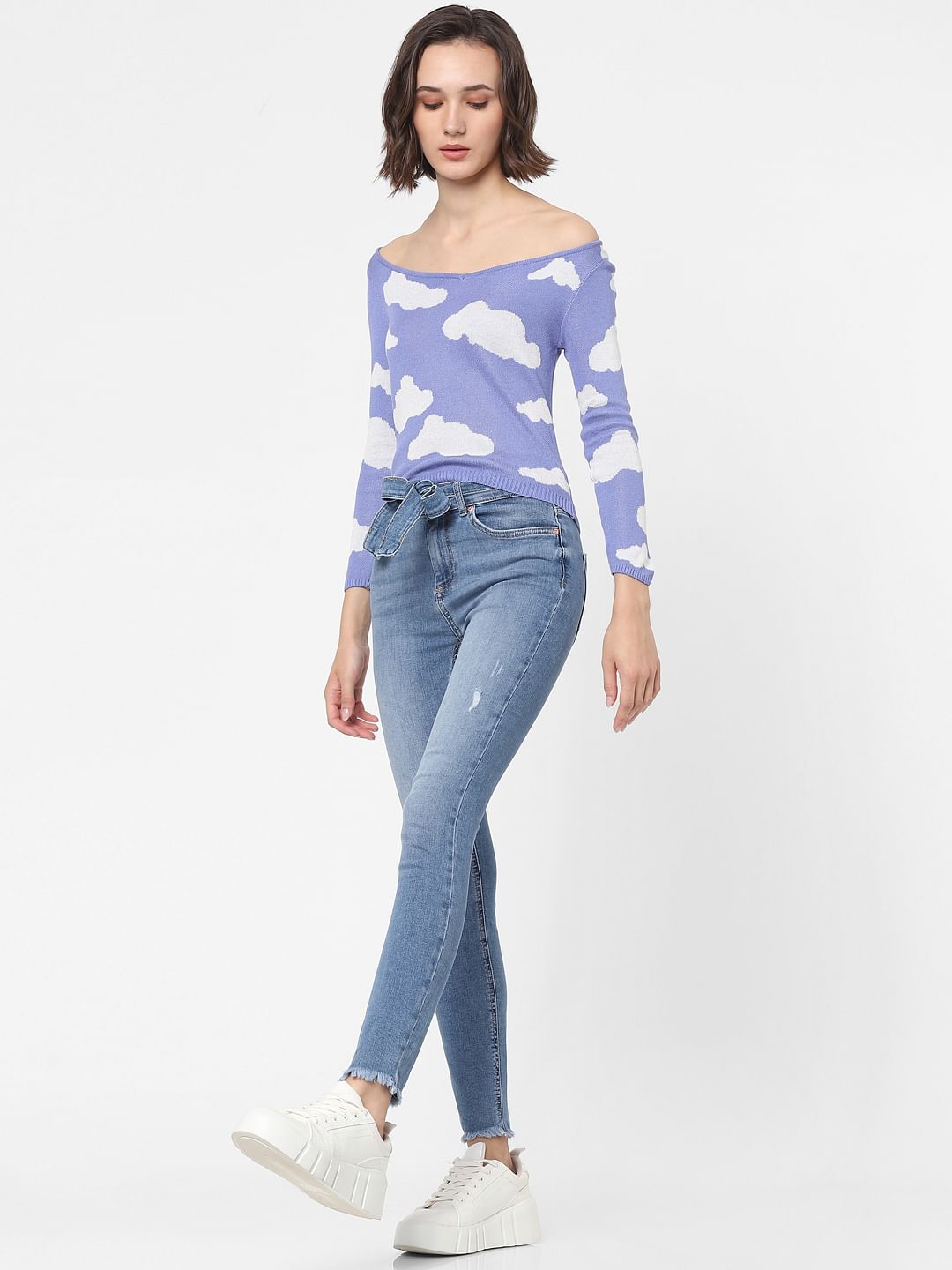 Blue Mid Rise Skinny Jeans