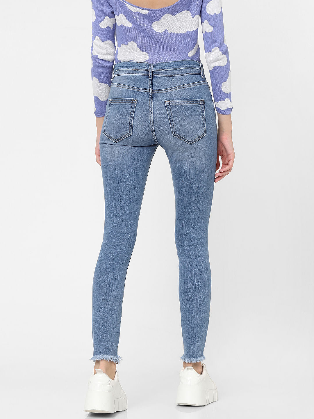 Blue Mid Rise Skinny Jeans