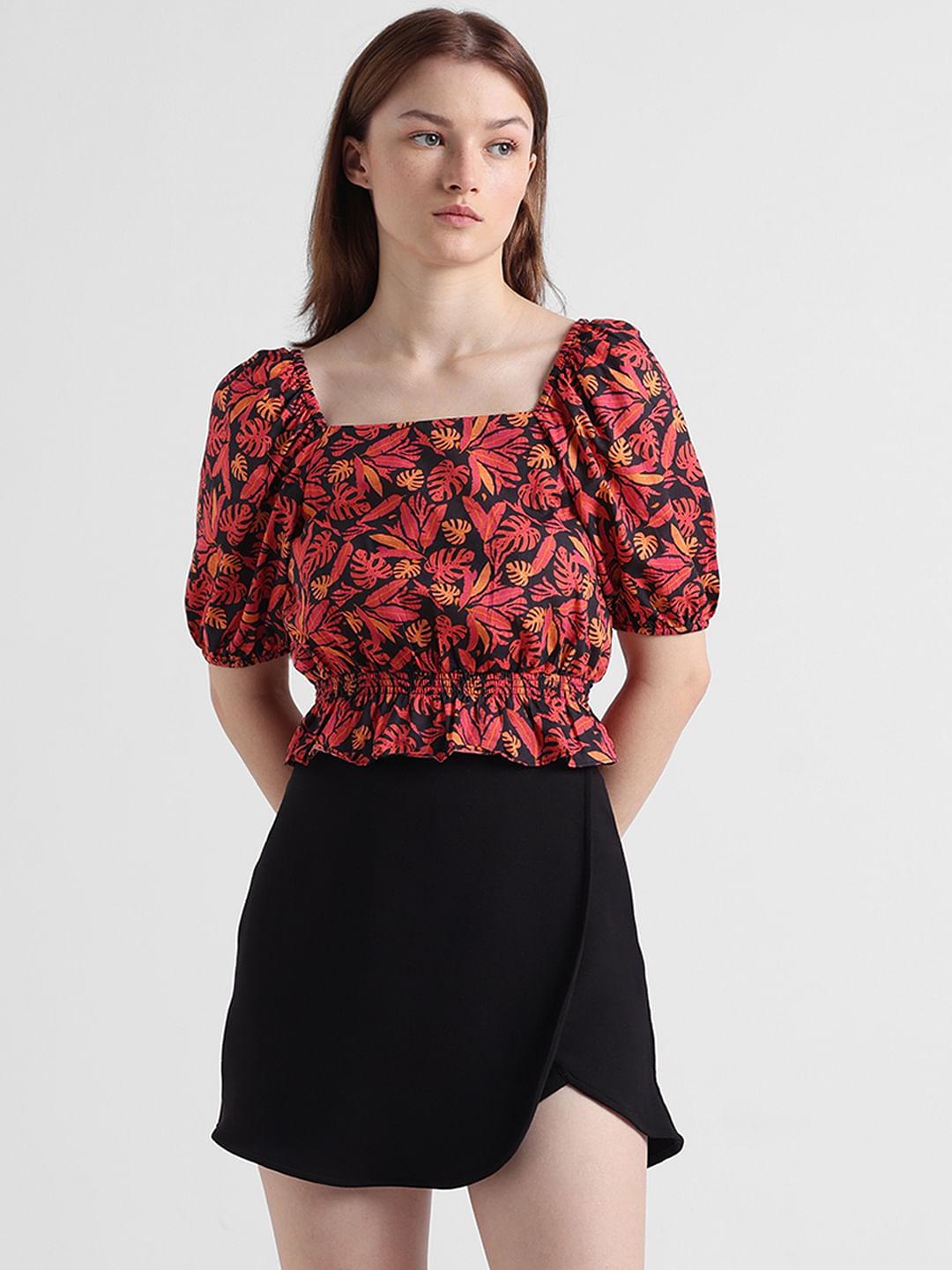 Black & Red Printed Top