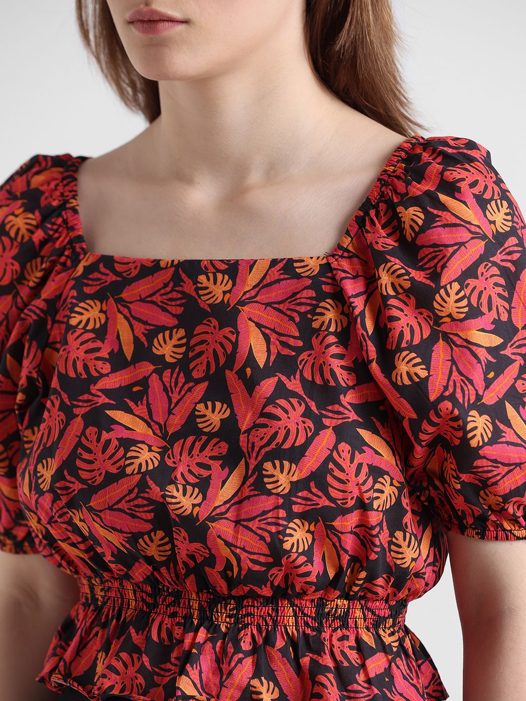 Black & Red Printed Top