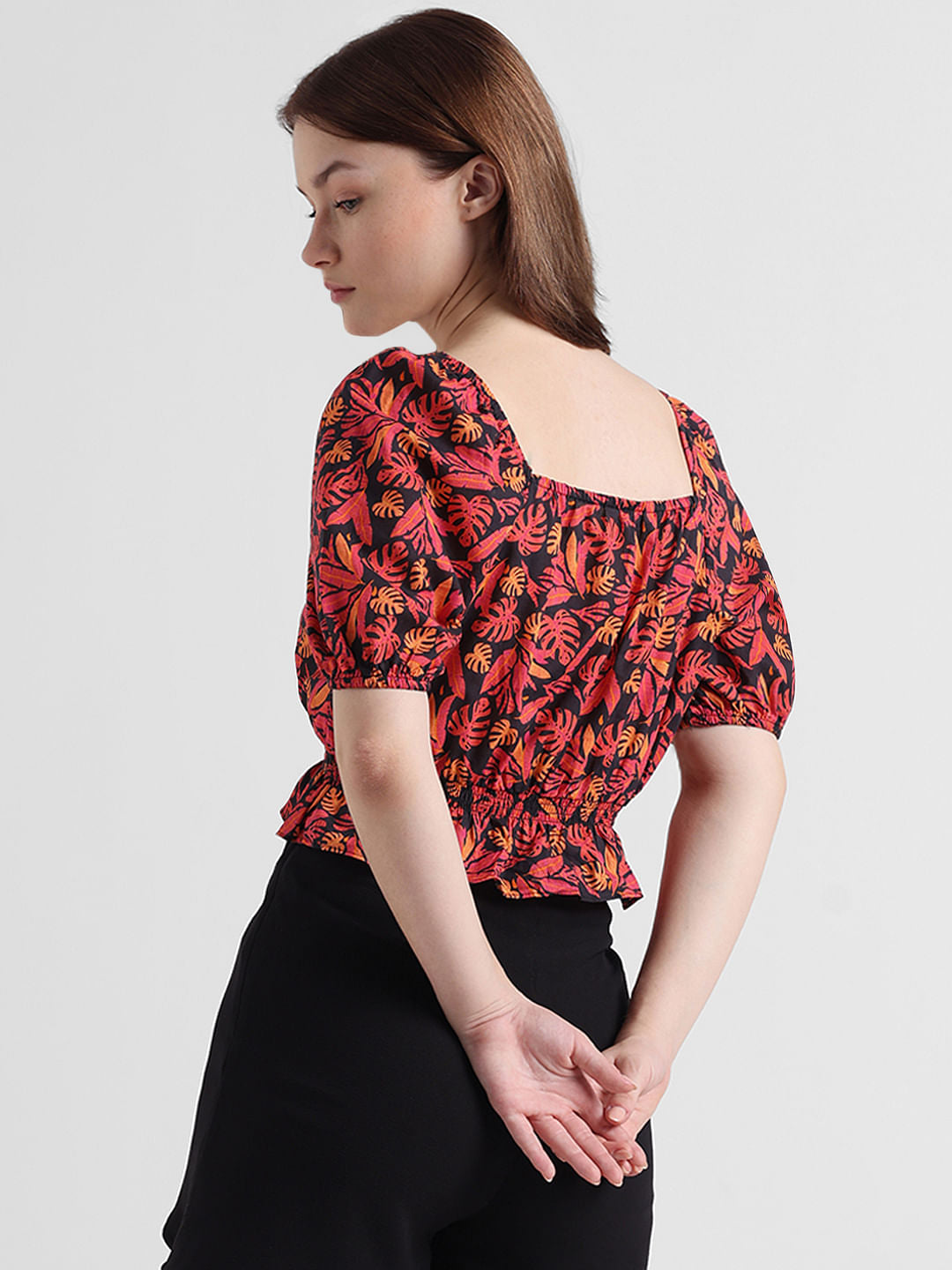 Black & Red Printed Top