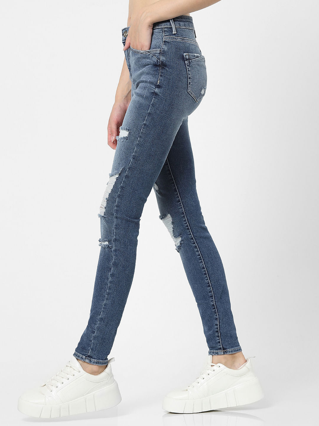 Blue Ripped Skinny Jeans