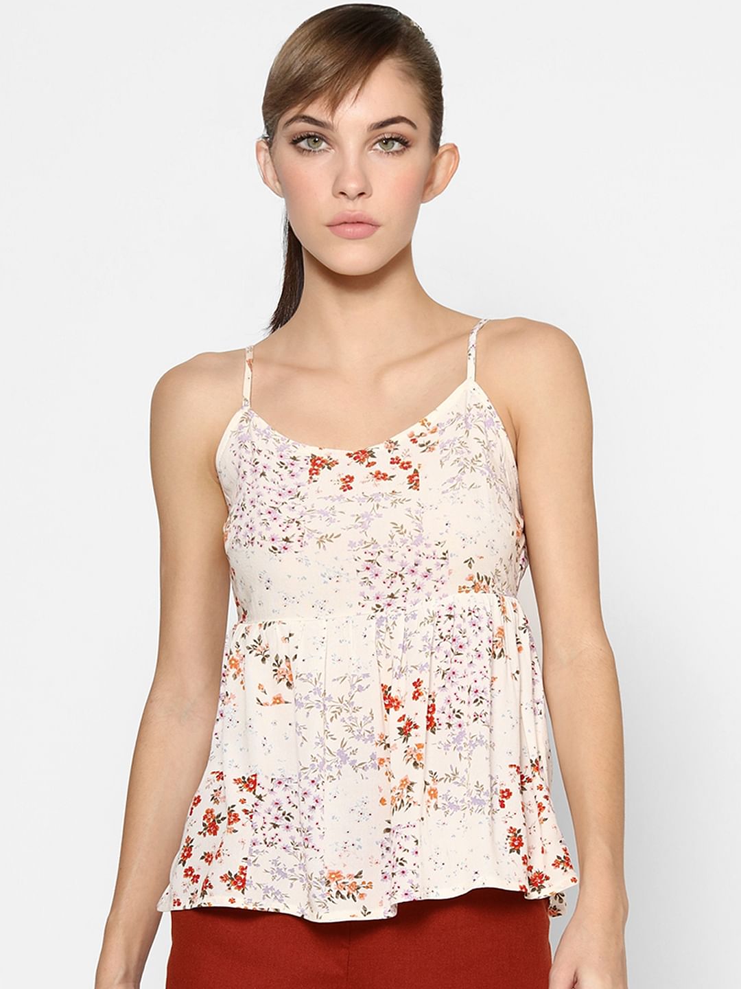 Light Pink Floral Peplum Top
