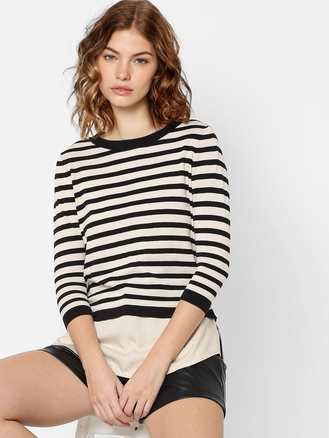 Beige Striped Pullover