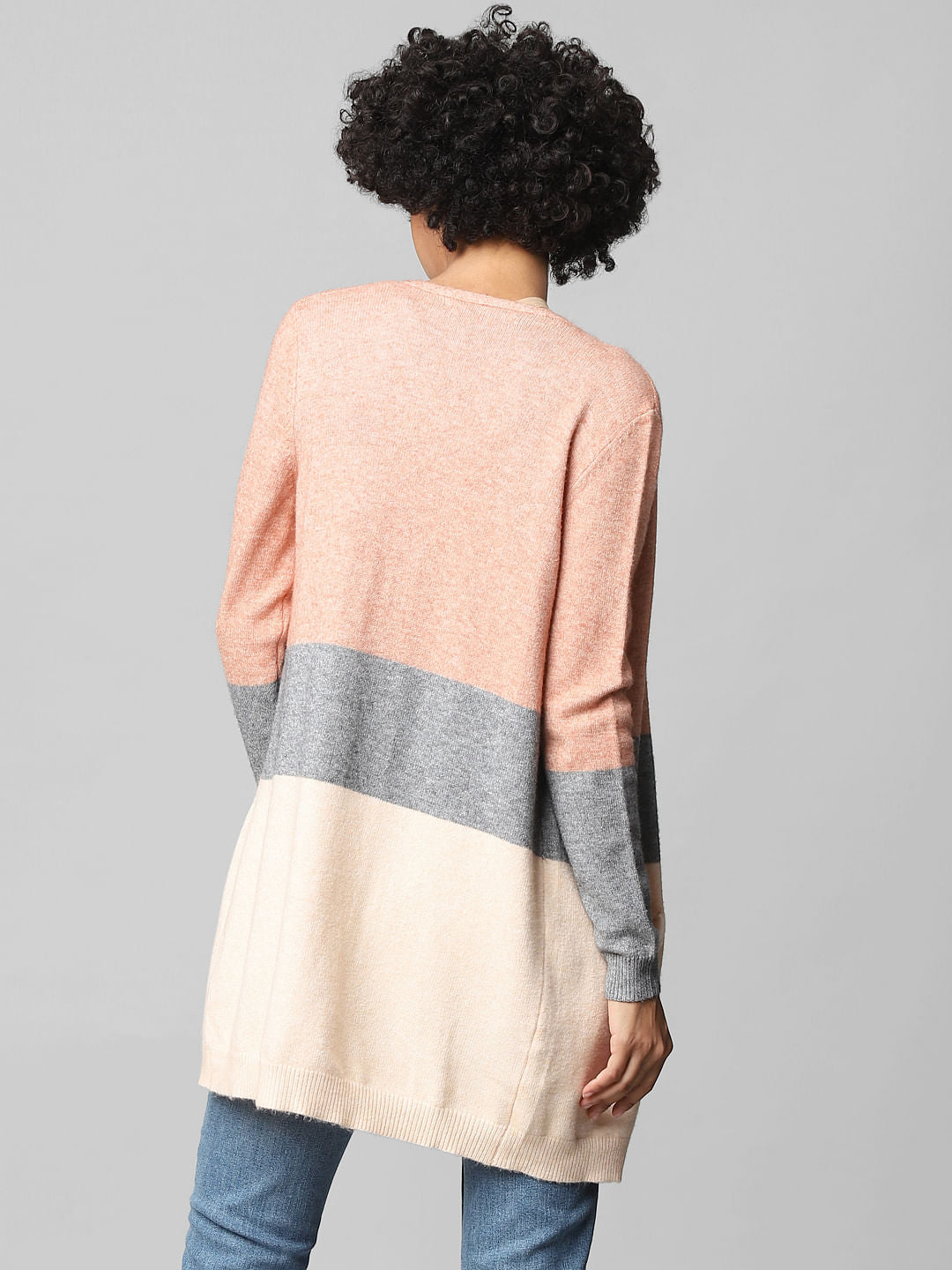 Pink Colourblocked Cardigan