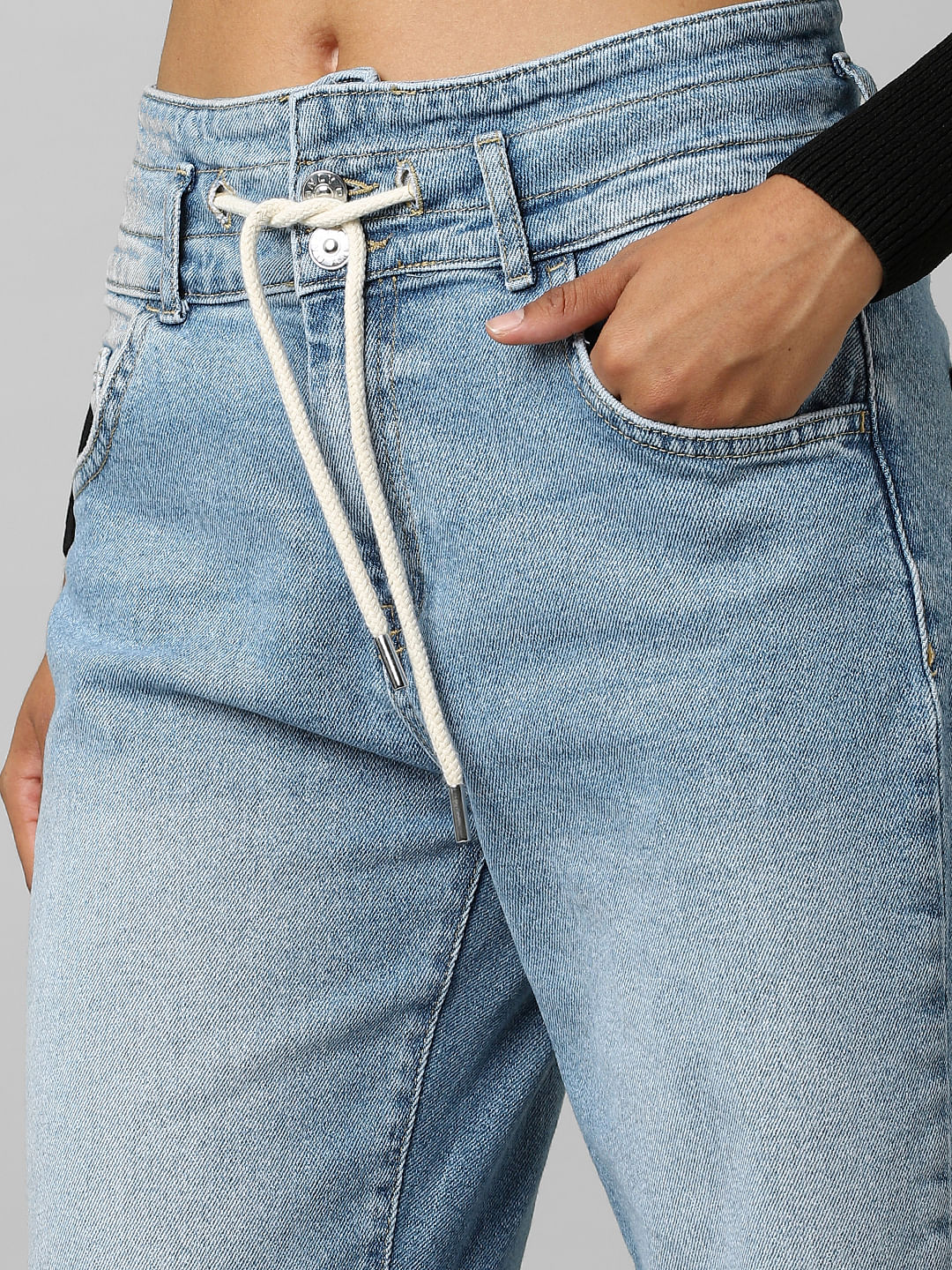 Blue High Rise Carrot Jeans