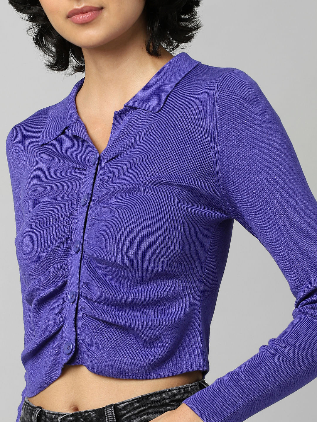 Purple Draped Knit Top
