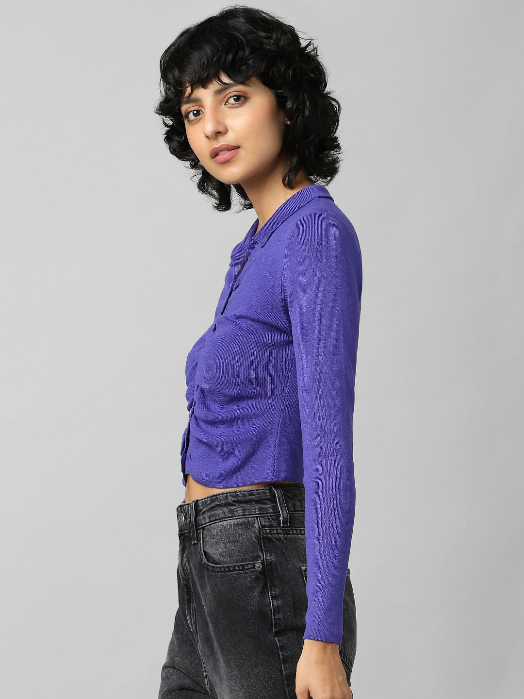 Purple Draped Knit Top