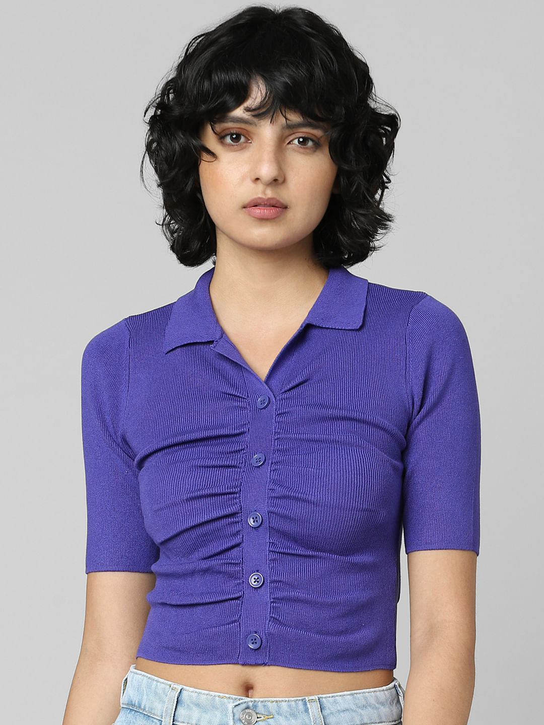 Violet Knitted Polo Top