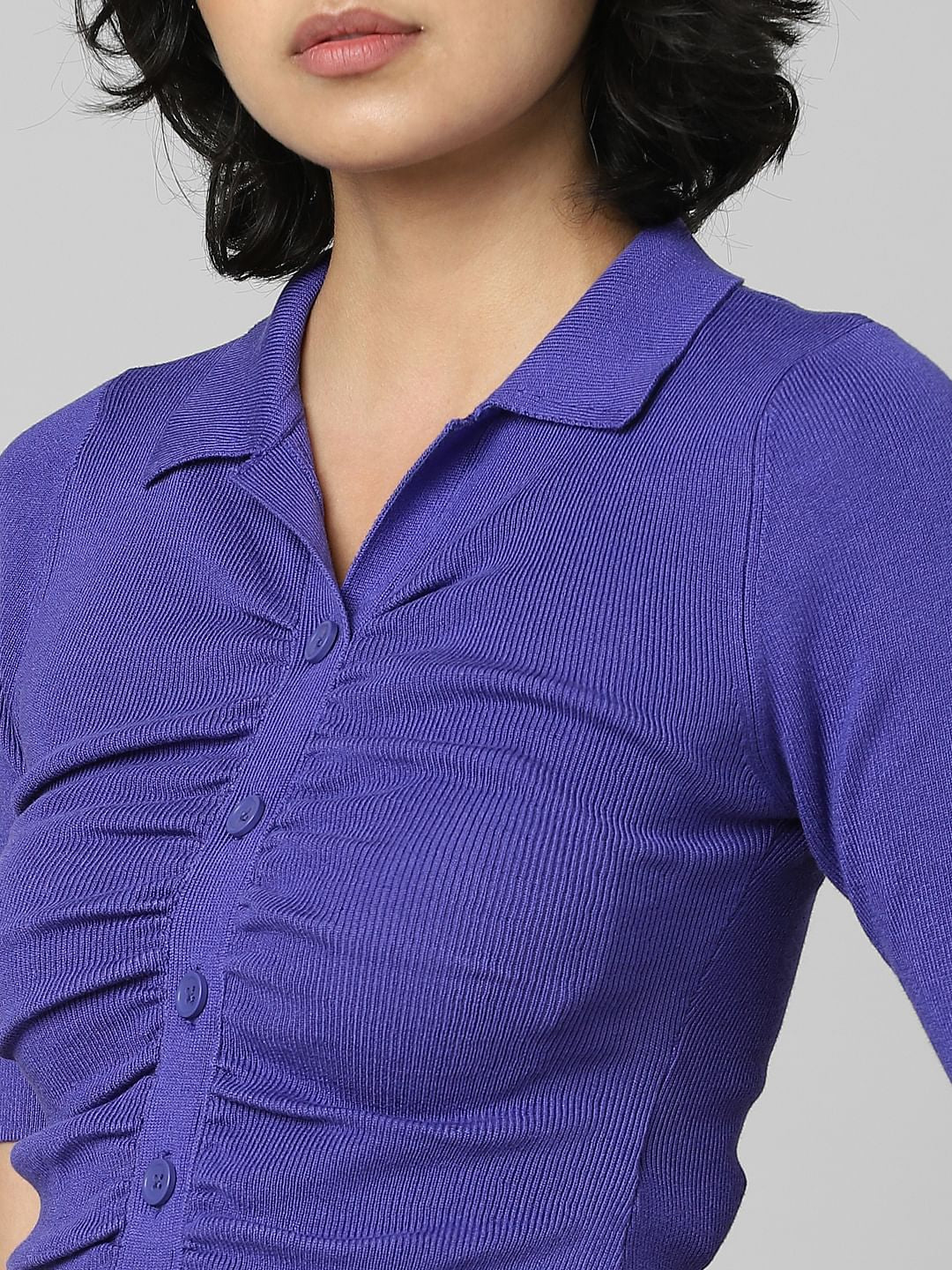 Violet Knitted Polo Top