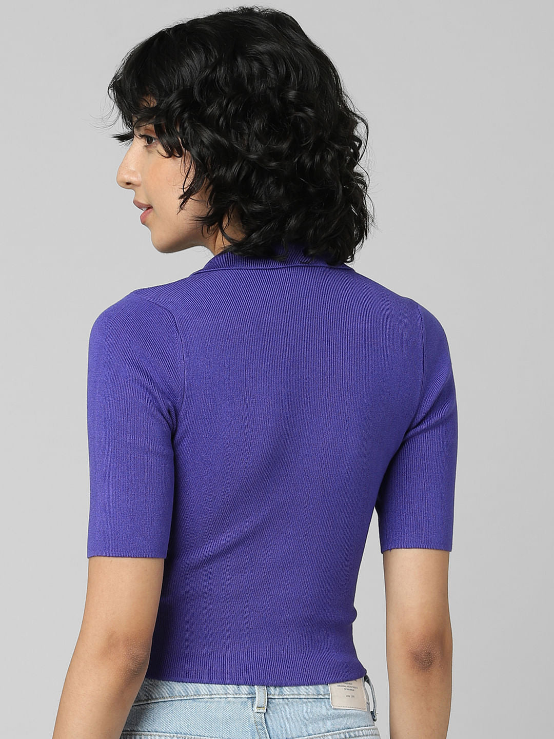 Violet Knitted Polo Top