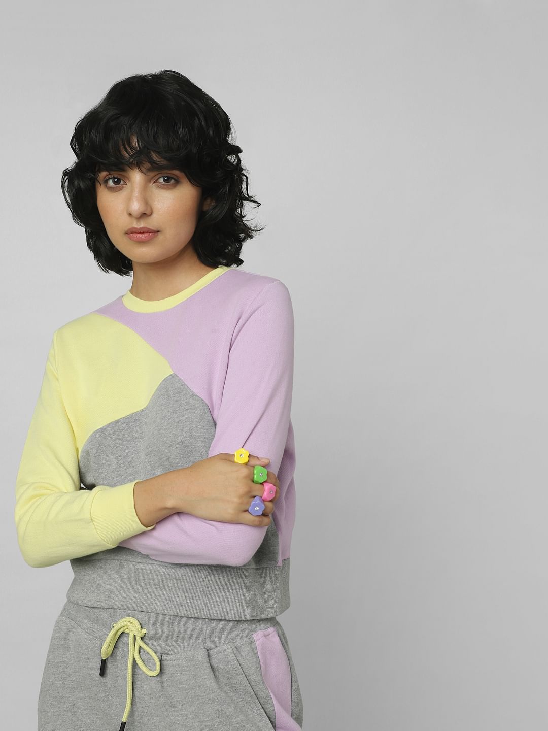 Grey Colourblocked Co-Ord Sweatshirt