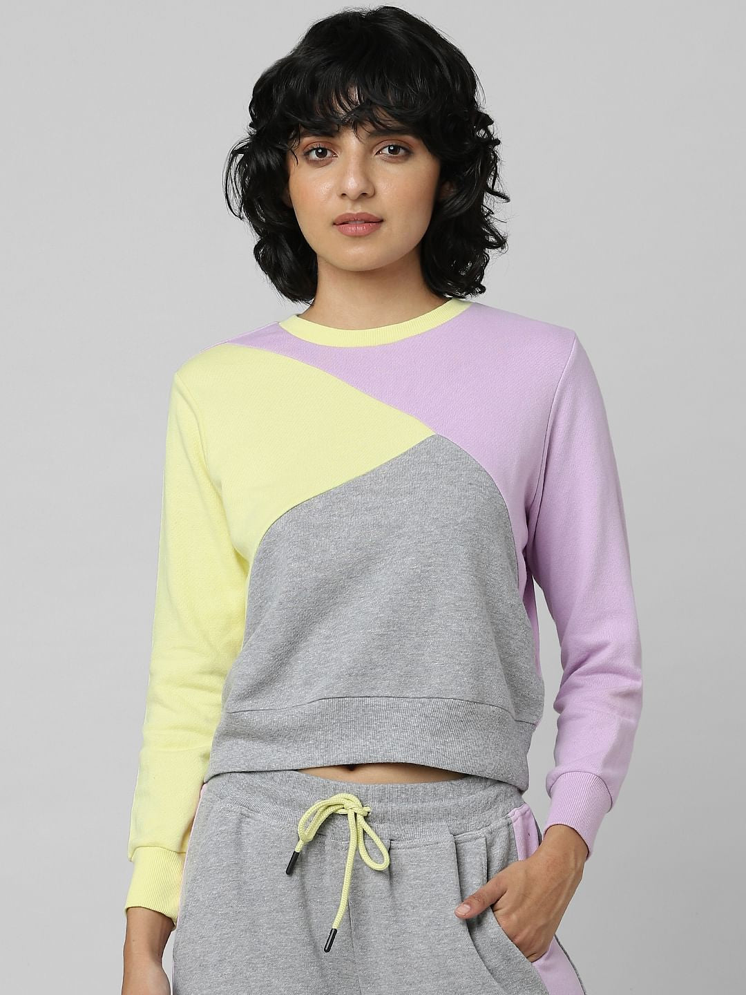 Grey Colourblocked Co-Ord Sweatshirt