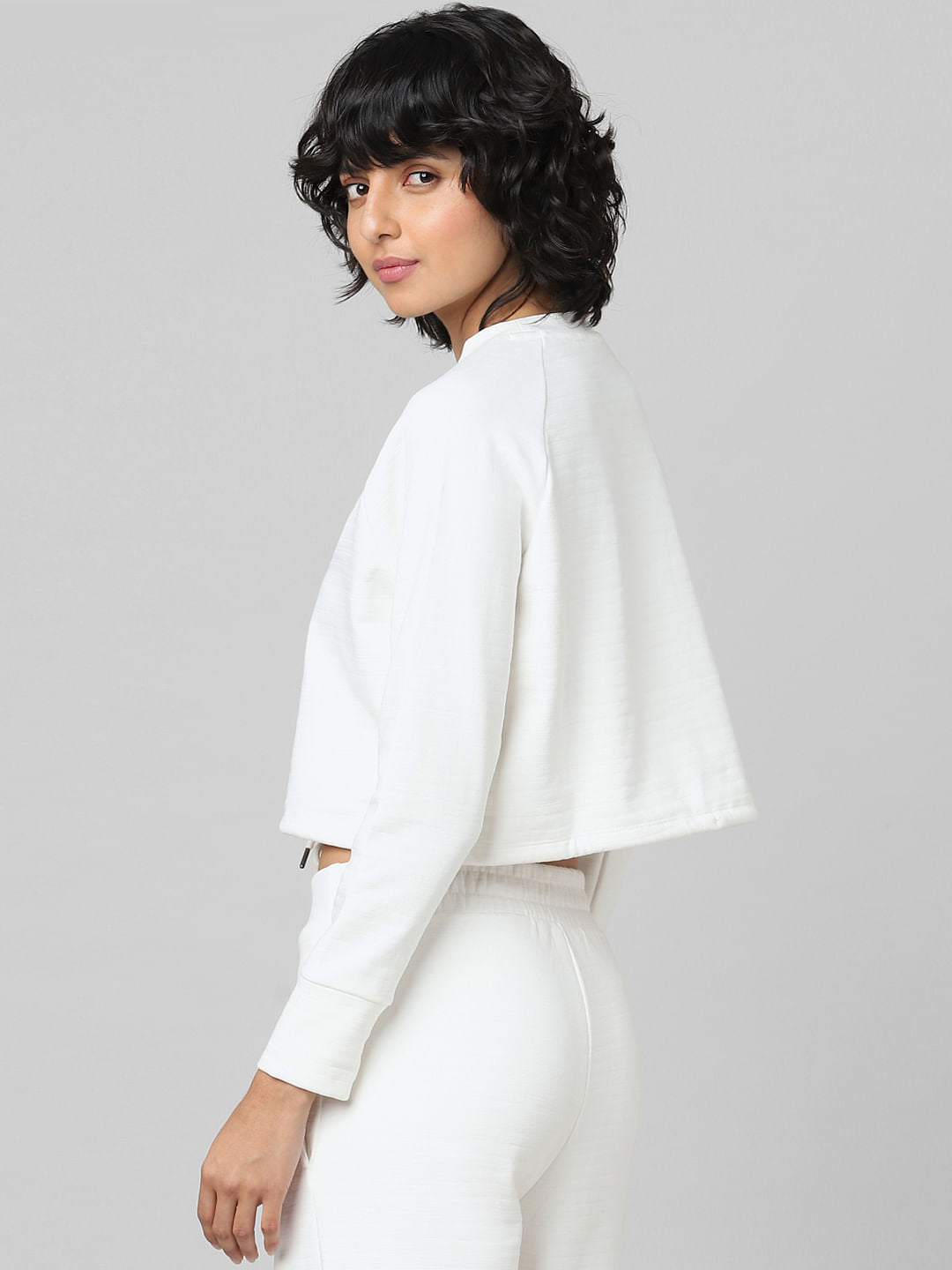 Beige Cropped Co-Ord Sweatshirt