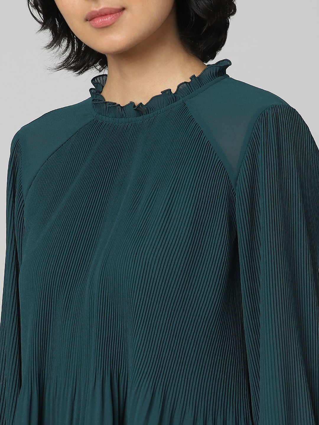 Dark Green Pleated Top